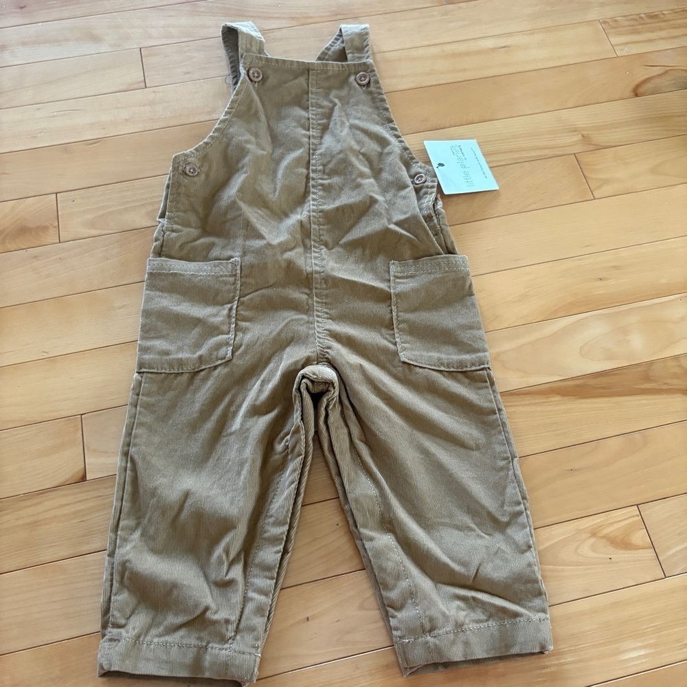 little Planet Carter Kids Tan Brown Corduroy Overalls NEW size 12m organic